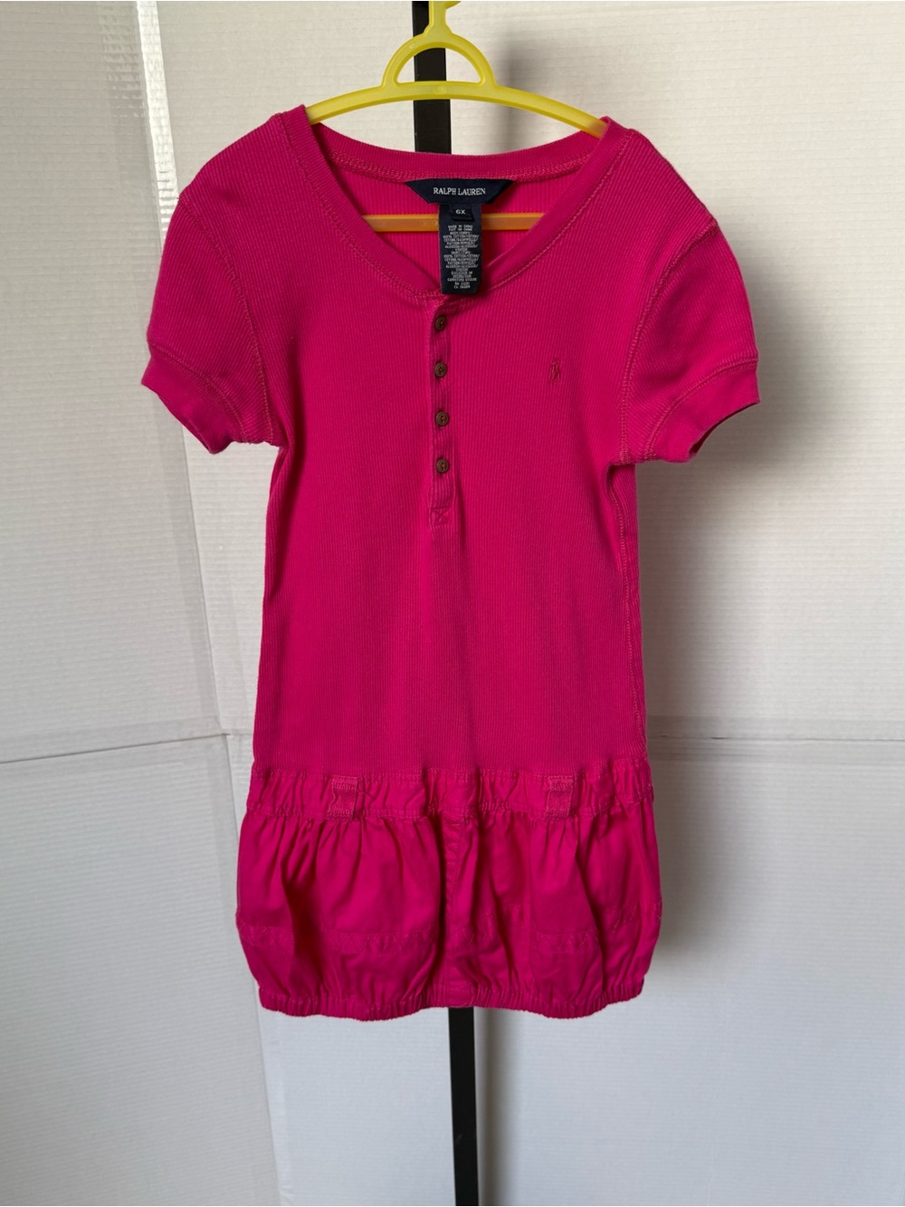 Girl’s Ralph Lauren Hot Pink Drop Waist Polo Tunic Dress Size 6X